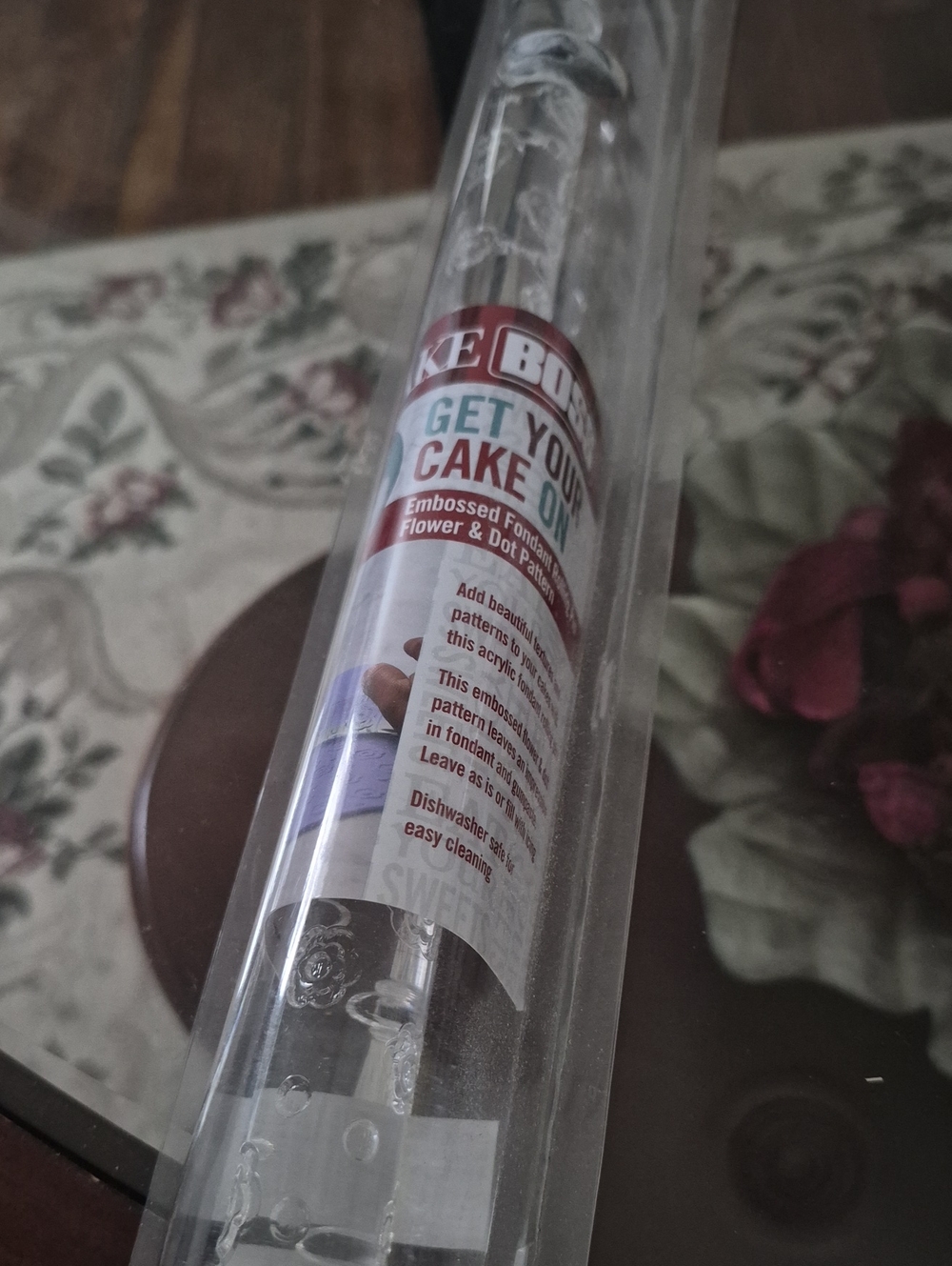 Bake Boss Clear Embossed Rolling Pin — Transparent Decorative Rolling Pin